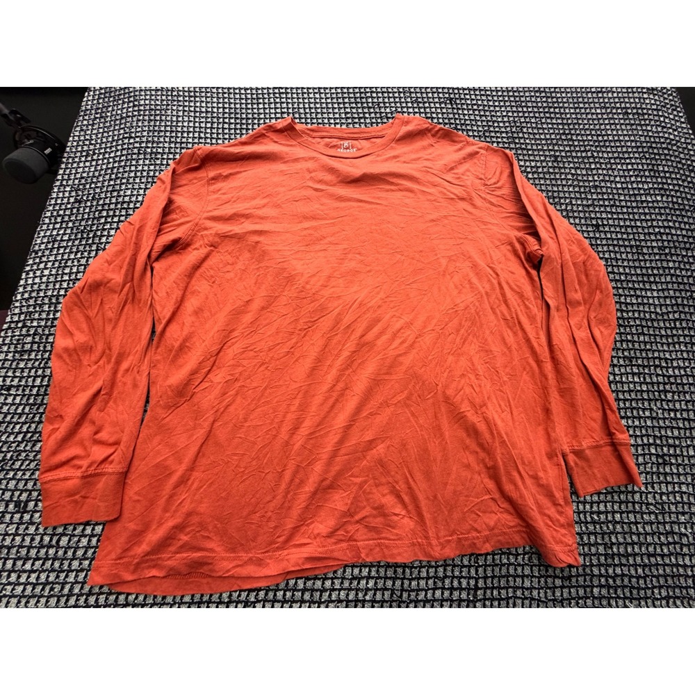 George Long Sleeve Tee Mens 2XL Orange Solid Crew Neck Cotton Blend